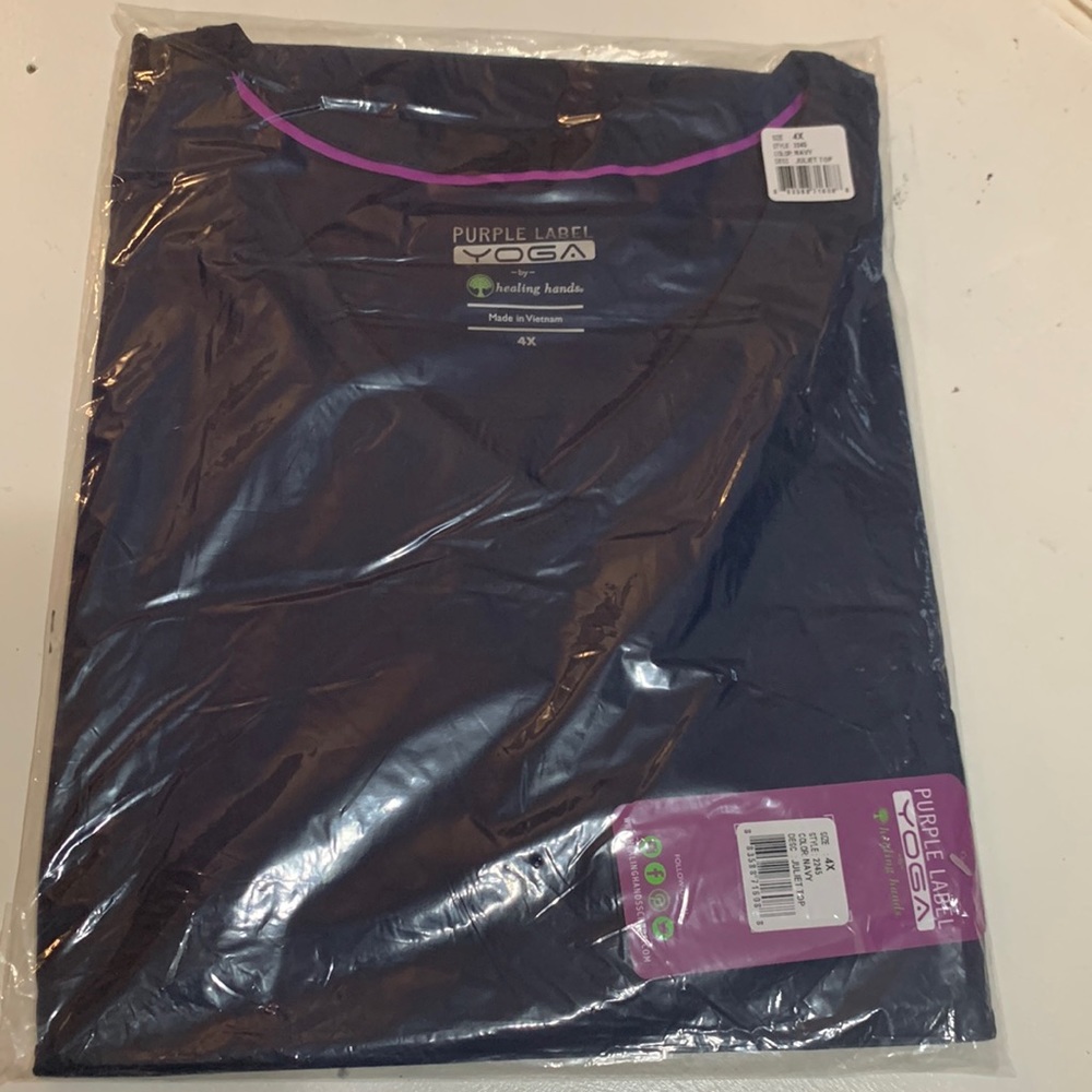 NEW Purple Label Yoga by Healimg Hands Juliet Top Scrub shirt navy size 4XL